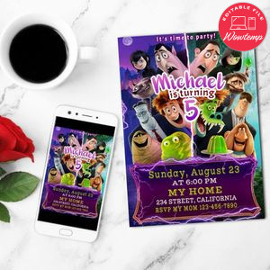 Hotel Transylvania 4 Birthday Flyer Customizable Template to Print at Home Instant Download