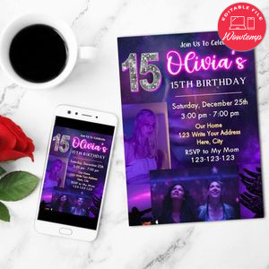 Euphoria Birthday Invitation Customizable Template to Print at Home Instant Download