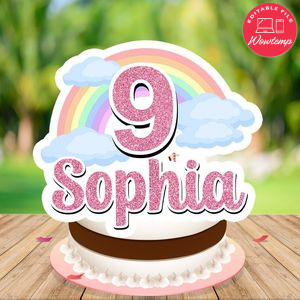Cloud Nine Cake Topper Template Printable Instant Download