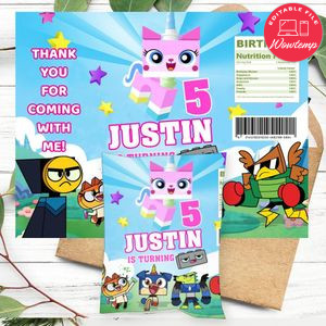 Unikitty Birthday Chip Bag Digital File Printable Instant Download