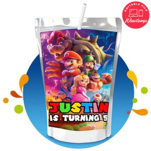 Super Mario Bros Capri Sun Birthday Labels Digital File Printable Instant Download