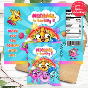 Baby Zoo Birthday Chip Bag Digital File Printable Instant Download