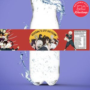 Hell's Paradise Birthday Water Bottle Label Template to Print at Home Instant Download