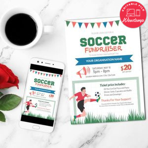 Soccer Fundraiser Flyer Customizable Template Instant Download