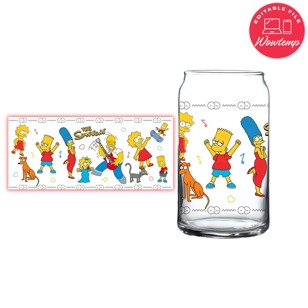 Simpsons Glass Can Wrap Customizable Template DIY | Wowtemp