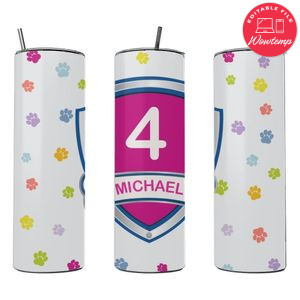 Paw patrol 20 oz skinny tumbler for birthday girl 