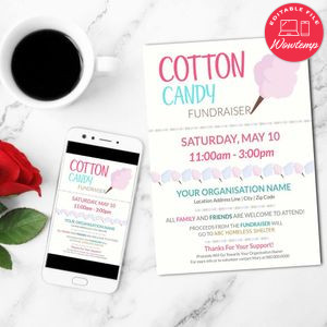 Cotton Candy Fundraiser Flyer Customizable Template Instant Download