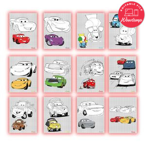 Disney car Coloring Pages Customizable Template Instant Download