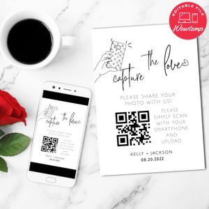 Capture The Love QR Code Sign Customizable Template Instant Download