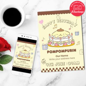 Pompompurin Invitation Customizable Template Instant Download
