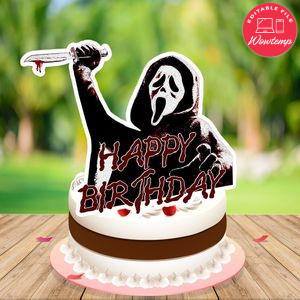 Ghostface Cake Topper Customizable Template Instant Download