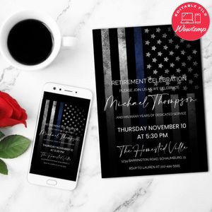 Law enforcement Invitation Customizable Template Instant Download