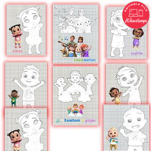Cocomelon Coloring Pages Customizable Template Instant Download