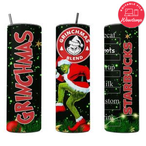 Grinchmas Skinny Steel Tumbler with Straw 20oz 
