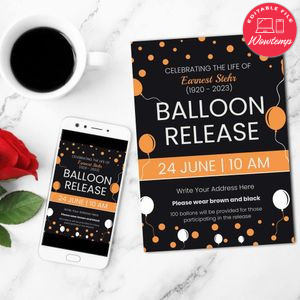 Balloon release memorial Invitation Customizable Template Instant Download
