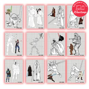 Star wars Coloring Pages Customizable Template Instant Download
