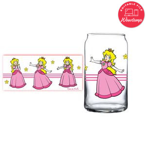 Princess peach Glass Can Wrap Customizable Template Instant Download