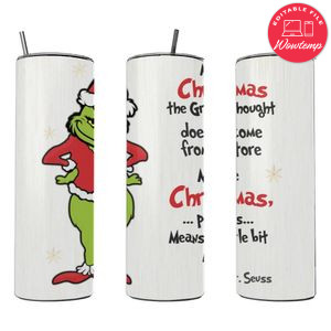 Grinch Skinny Steel Tumbler with Straw 20oz