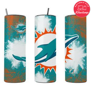 Miami football Skinny Steel Tumbler with Straw 20oz 