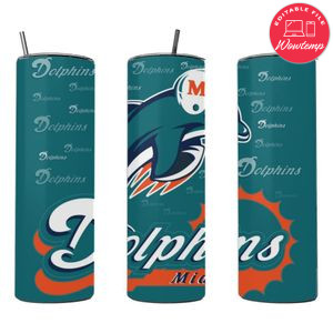 Dolphins Miami football 20 oz skinny tumbler 