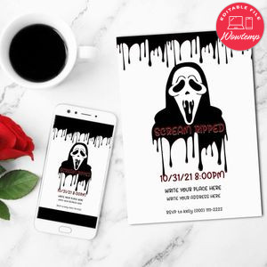 Scream Ripped Invitation Customizable Template Instant Download