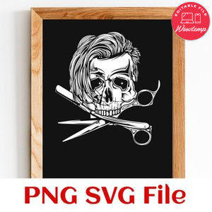 Barber skull PNG SVG design template