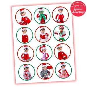 Elf on the Shelf Cupcake Toppers Template Printable Instant Download