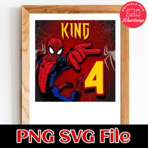 Spider man Birthday 4 Customer Request SVG file template