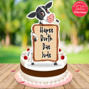 Hapee Burth Dae Birthday Cake Topper Template Printable Instant Download