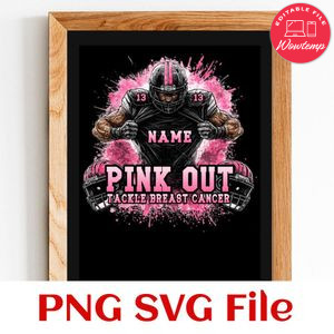 Pink Football custom name and number Customer Request PNG file template