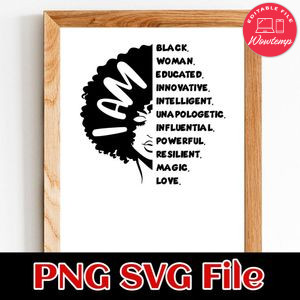 I Am Black Woman Educated PNG SVG design template