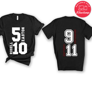 Sport custom name and number PNG design template