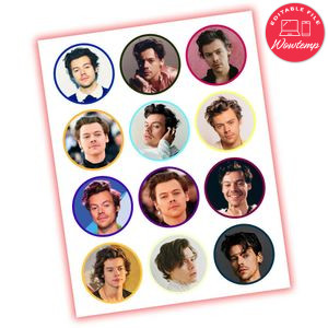 Harry Styles Cupcake Toppers Template Printable Instant Download