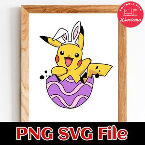 Pikachu Easter Bunny PNG SVG file template