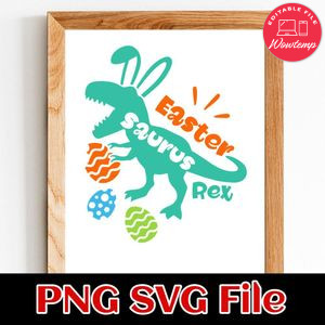 Easter Bunny Saurus SVG PNG Customizable Instant Download