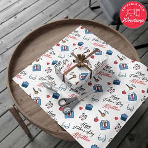 Happy Father's Day Custom Name Gift Wrap Paper