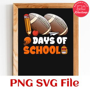 Football 100 Days of School PNG SVG file template