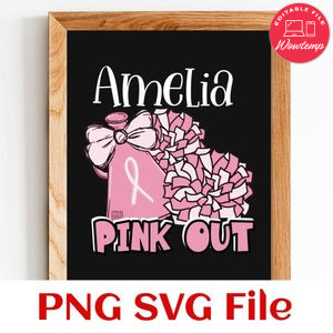 Pink out cheer Custom Name Customer Request PNG file template