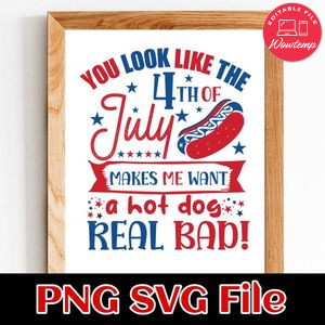 4th Of July Makes Me Want A Hot Dog Real Bad SVG PNG design template