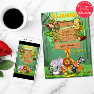 Safari Birthday Invitation Template Customizable Instant Download