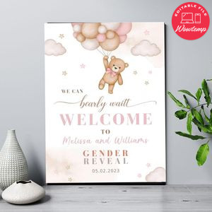 Teddy Welcome Sign Customer Request Customizable Template Instant Download