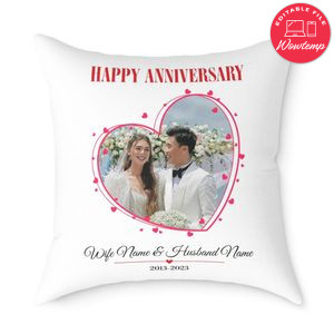 Wedding Anniversary Pillow Cushion Customizable Template Instant Download
