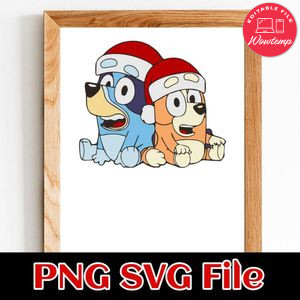 Bluey And Bingo Christmas PNG SVG file template