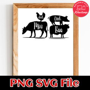 Cluck oink baa moo PNG SVG file template
