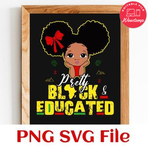 Pretty Black Educated PNG SVG file template