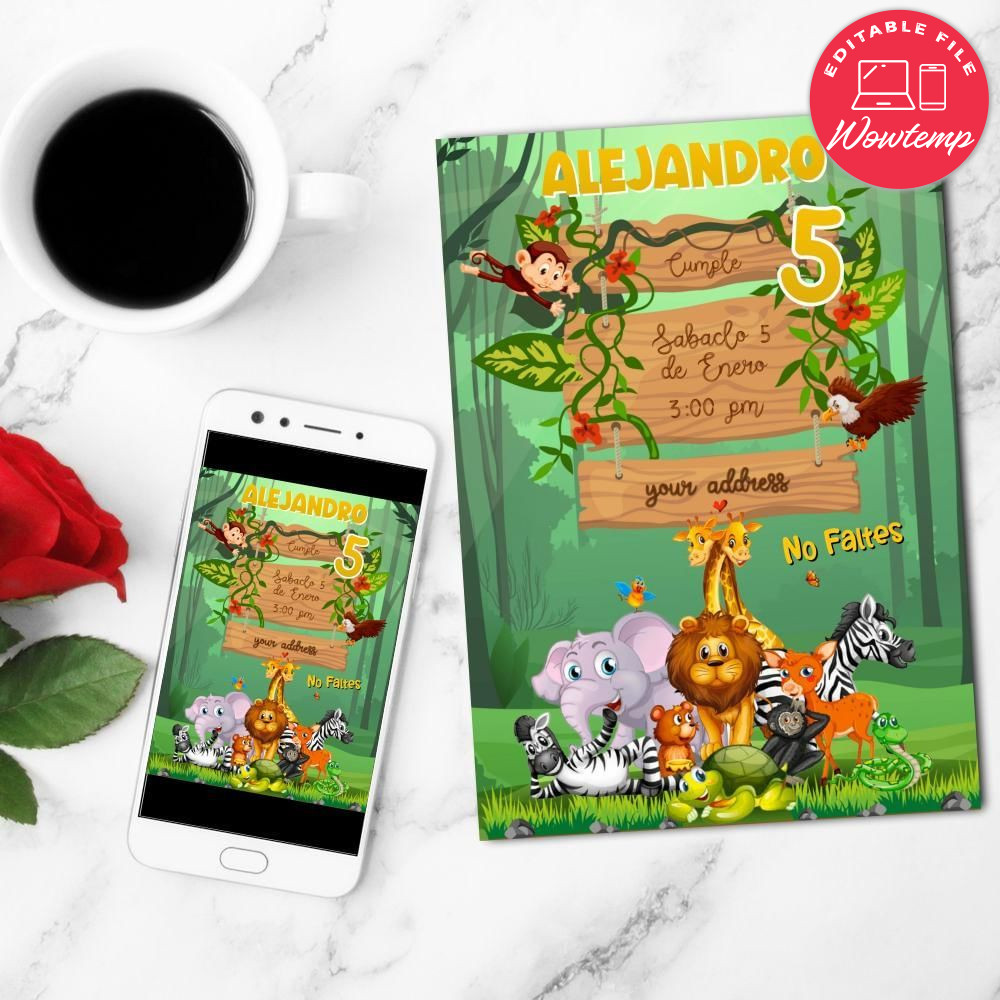 Safari Birthday Flyer Template Customizable Instant Download