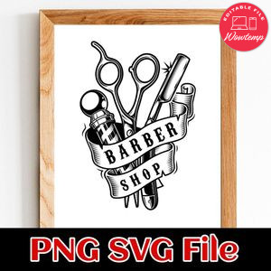Barber Shop PNG SVG design template