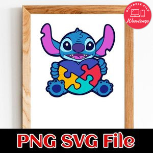 Autism Awareness Disney Stitch SVG PNG Customizable Instant Download