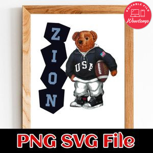 ZION Polo Bear American Football SVG PNG design template