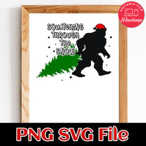 Squatching Through The Snow Sasquatch PNG SVG file template